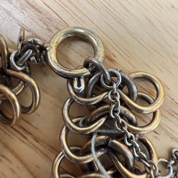 Ann Taylor Bold Gold-Tone Chain Statement Necklace With White Bead & Crystal - Picture 8 of 9